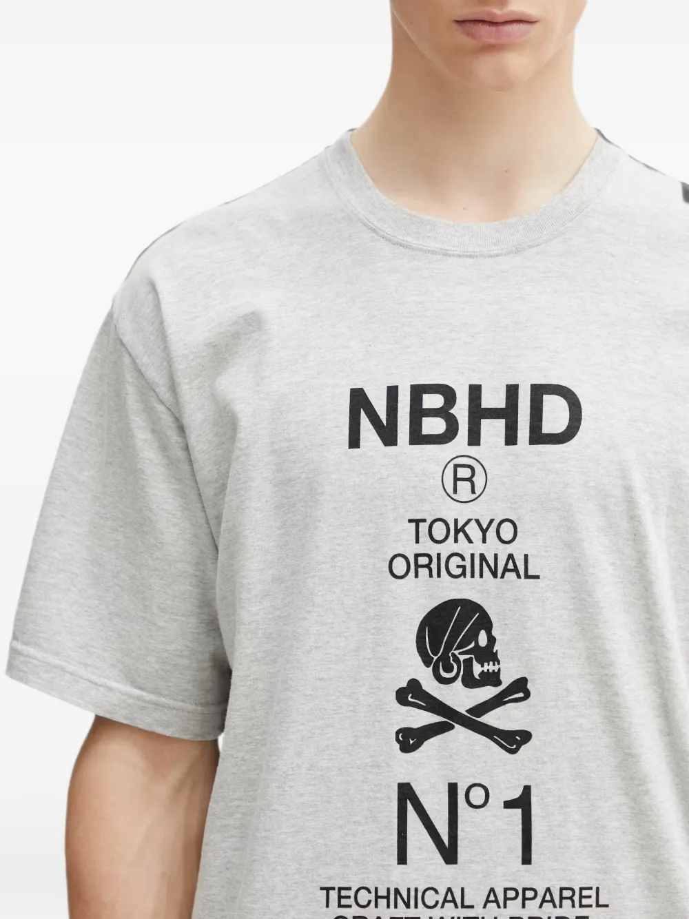 Neighborhood T-shirt met doodskopprint Grijs