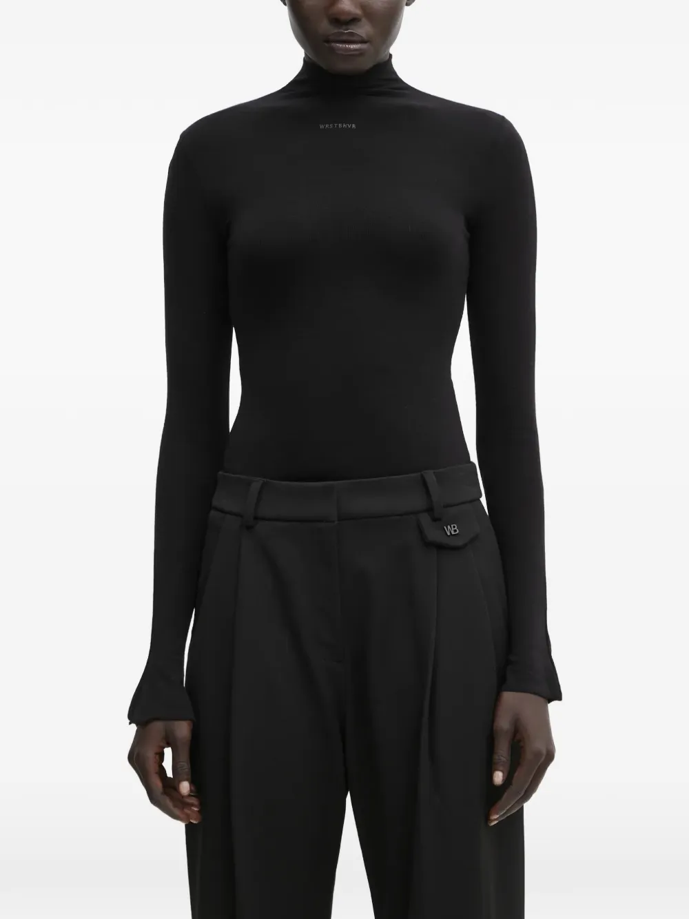 WRSTBHVR Amber logo-print high-neck bodysuit - Schwarz