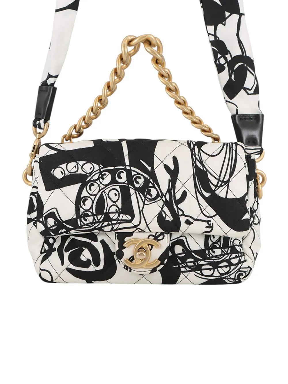 CHANEL Pre-Owned 2021-2026 Mini Printed Canvas Deer Coco Flap satchel - Bianco