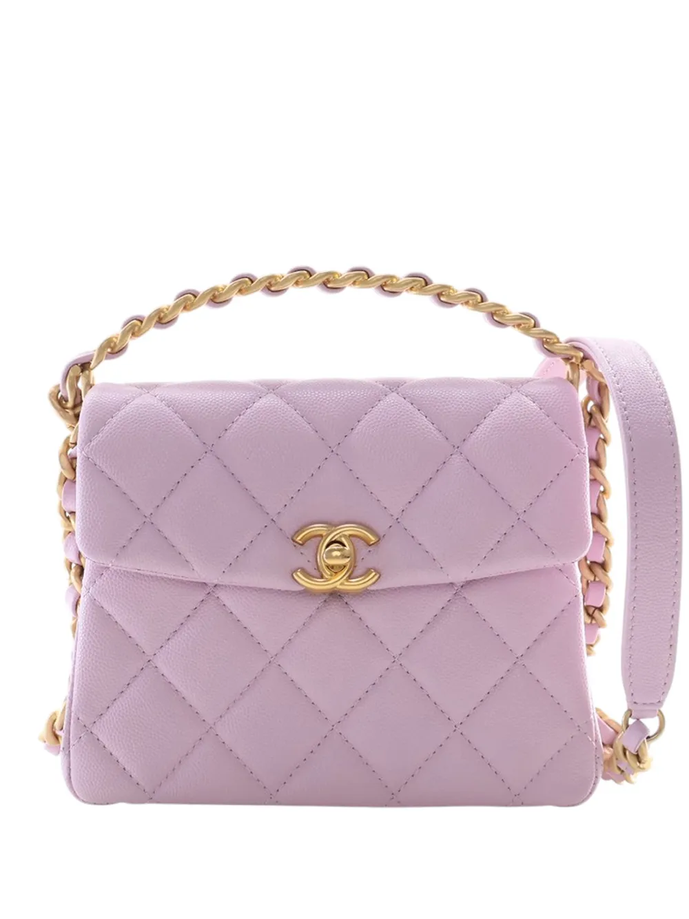 CHANEL Pre-Owned 2021-2026 Mini Quilted Caviar 31 Rue Cambon Top Handle Bag satchel - Viola