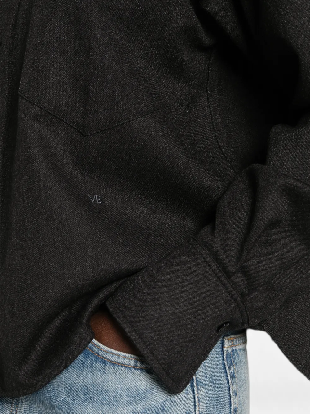 Victoria Beckham Cropped blouse met VB-borduurwerk Grijs