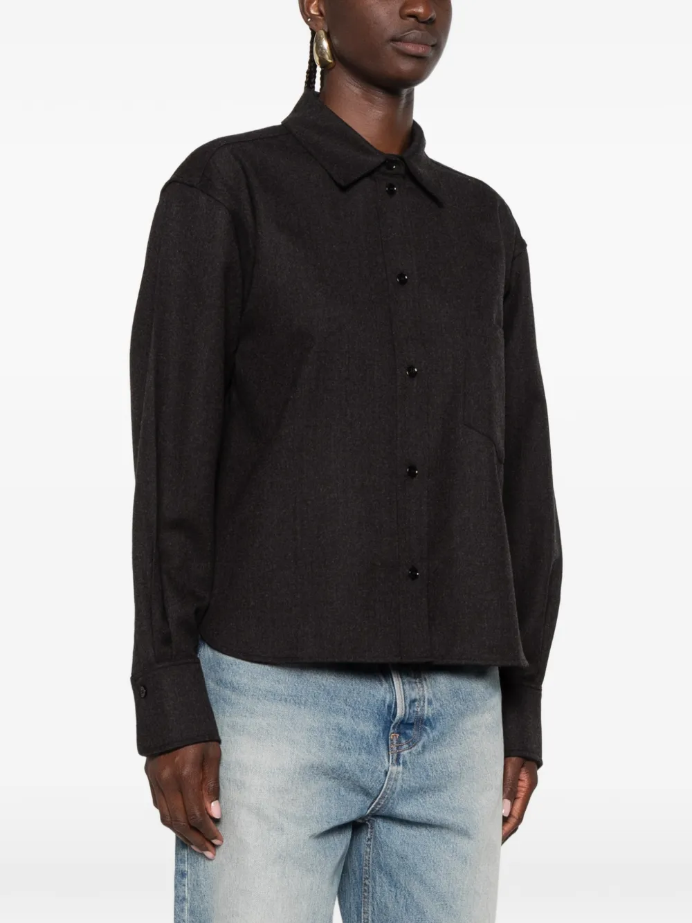 Victoria Beckham Cropped blouse met VB-borduurwerk Grijs