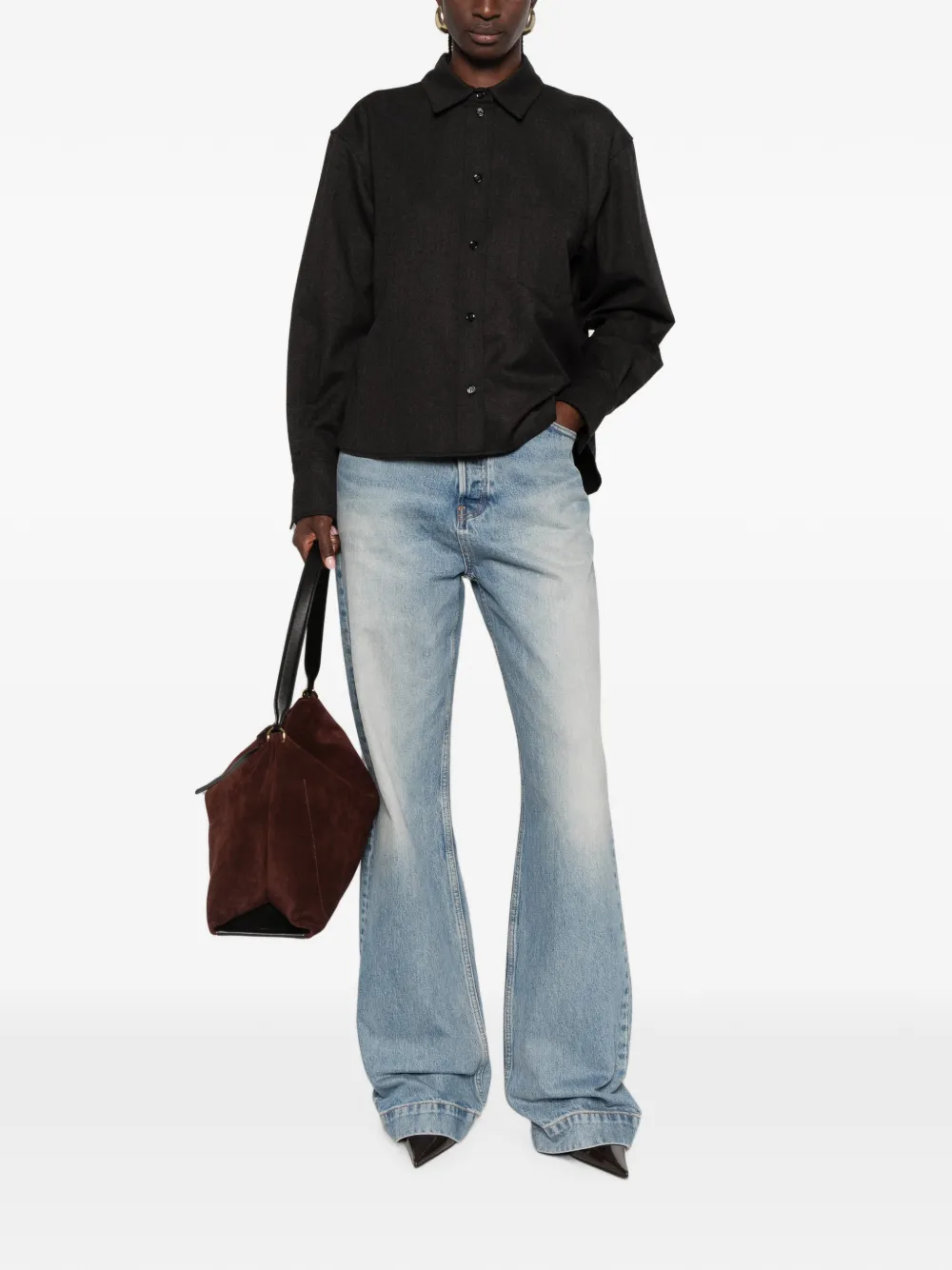 Victoria Beckham Cropped blouse met VB-borduurwerk Grijs
