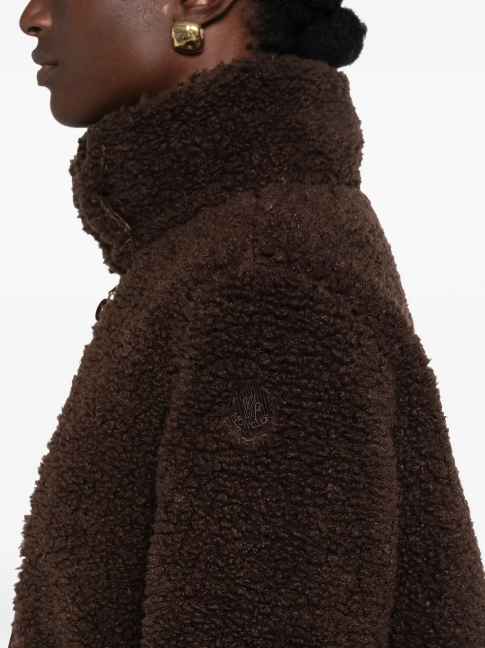 Moncler Glorieux panelled faux-shearling jacket Bruin
