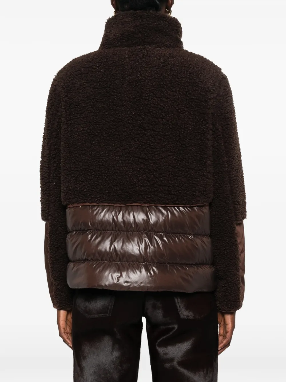 Moncler Glorieux panelled faux-shearling jacket Bruin