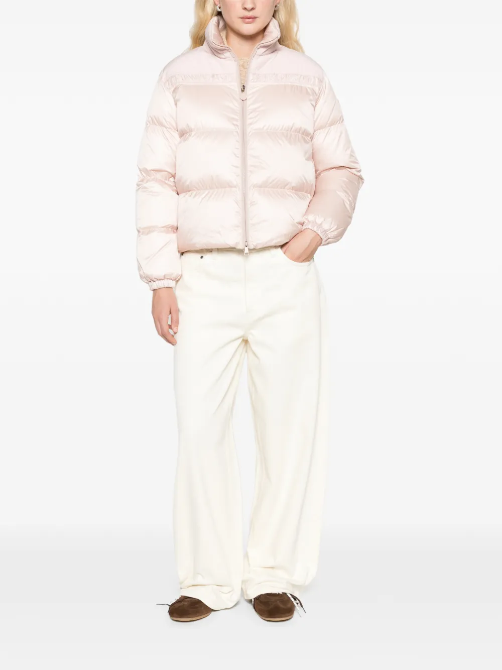 Moncler Meditation kort donsjack Roze