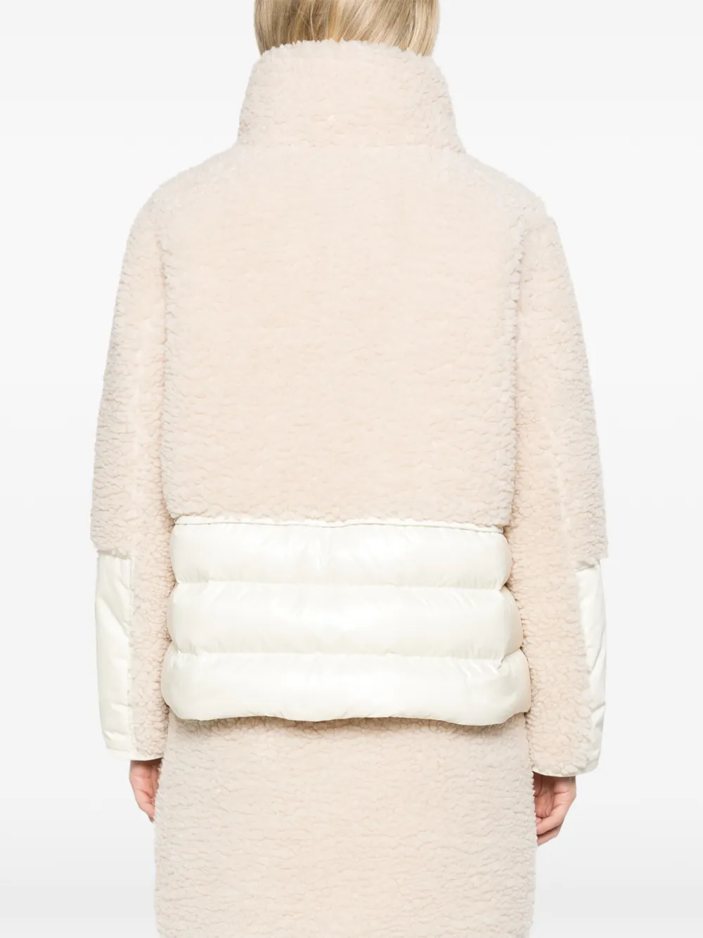 Moncler Glorieux hooded teddy short down jacket Beige
