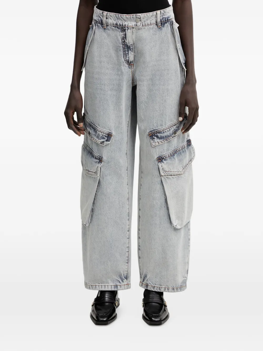 WRSTBHVR Blake faded-wash cargo pants - Blu