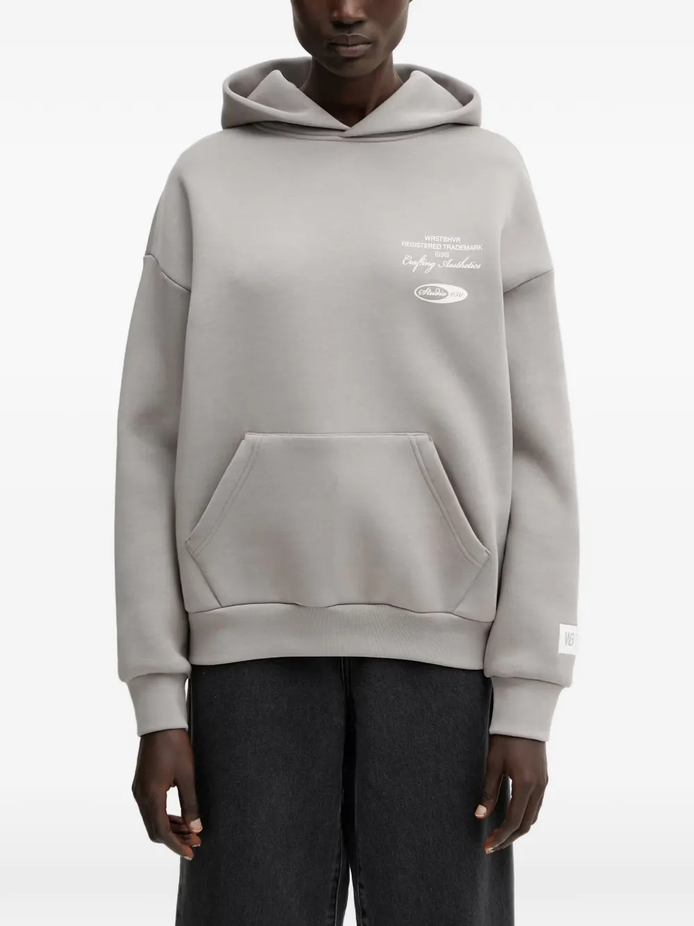 WRSTBHVR Studio V13 logo-print pouch-pocket hoodie - Grigio