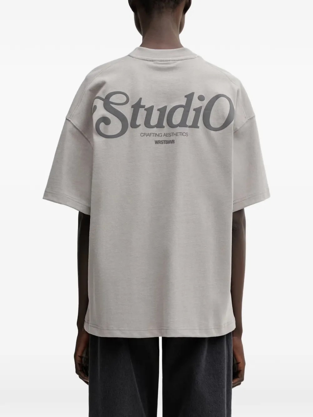 WRSTBHVR Reen V2 T-shirt met verlaagde schouders en logo-print Grijs