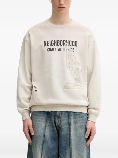 Neighborhood distressed graphic-print sweater