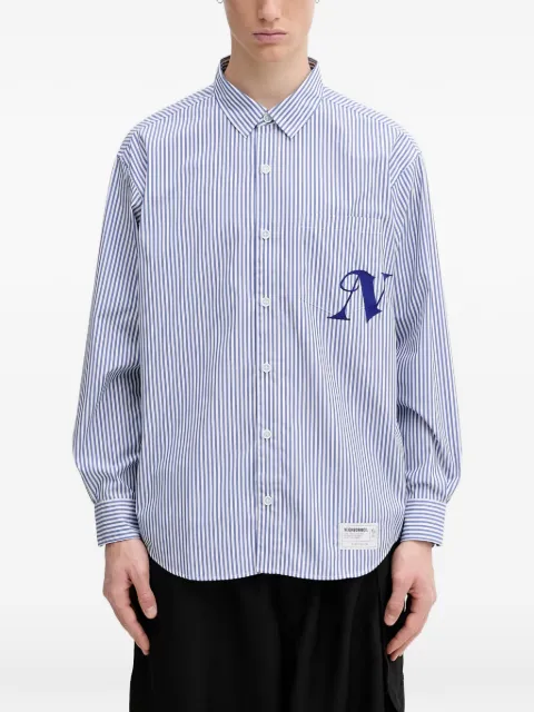 Neighborhood striped-print logo-embroidered shirt