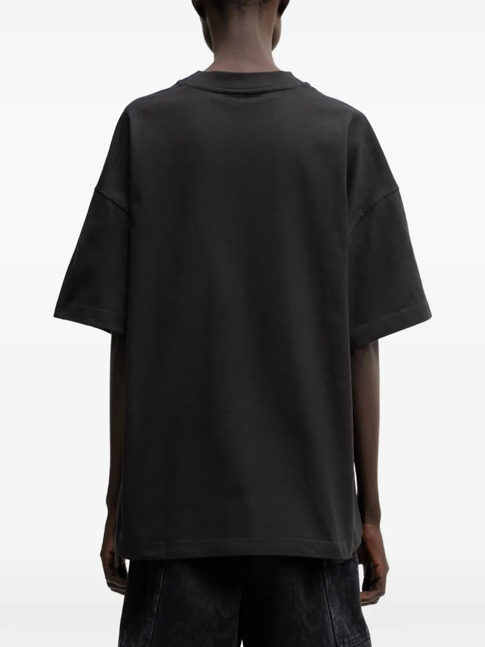 WRSTBHVR Dejo T-shirt met verlaagde schouders en logo-print Zwart