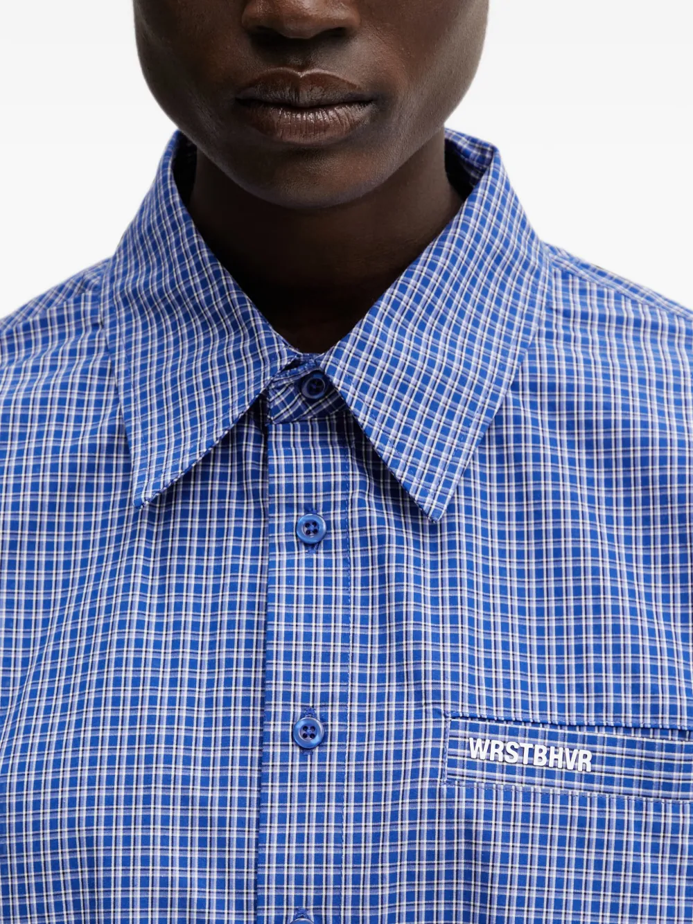 WRSTBHVR Tavi geruit shirt met logo-patch Blauw