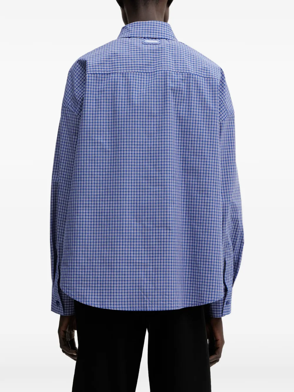 WRSTBHVR Tavi geruit shirt met logo-patch Blauw