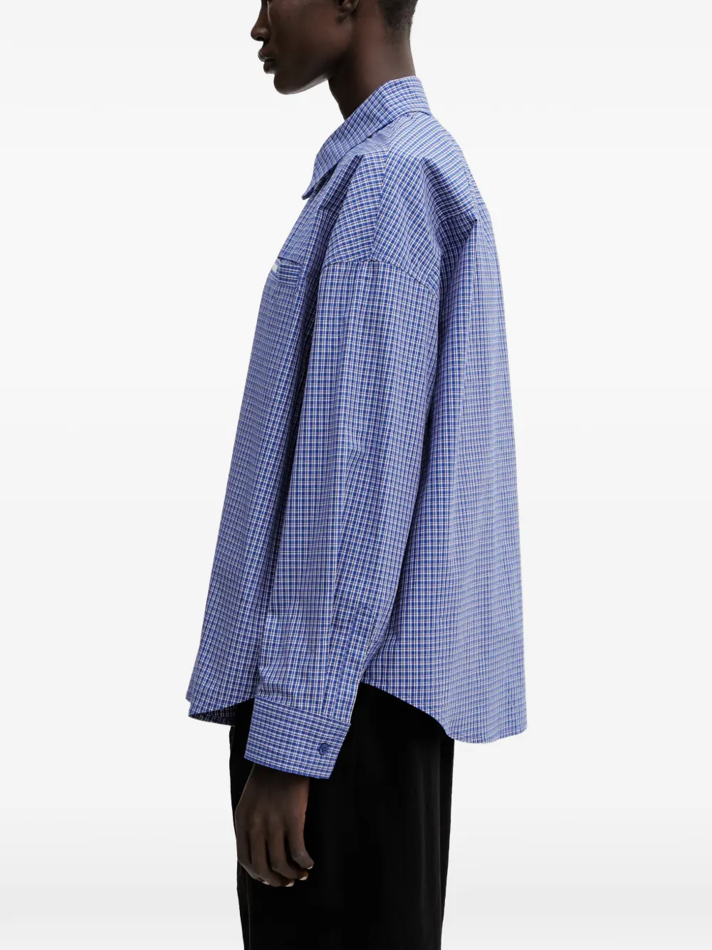 WRSTBHVR Tavi geruit shirt met logo-patch Blauw