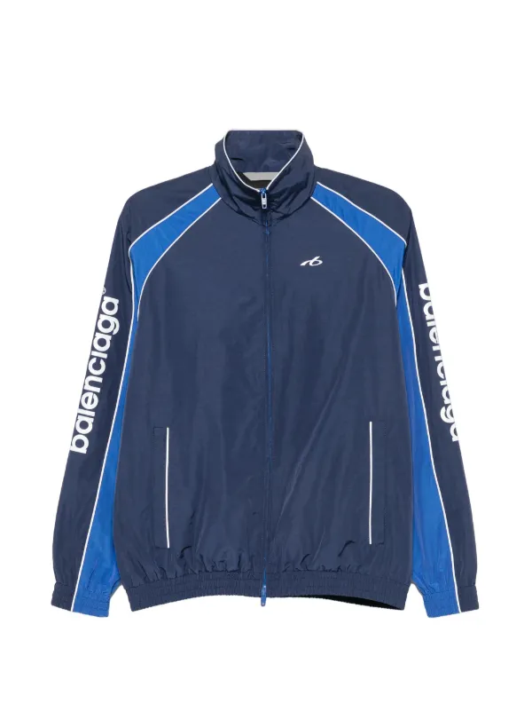 Balenciaga Logo-print Panelled Jacket in Blue