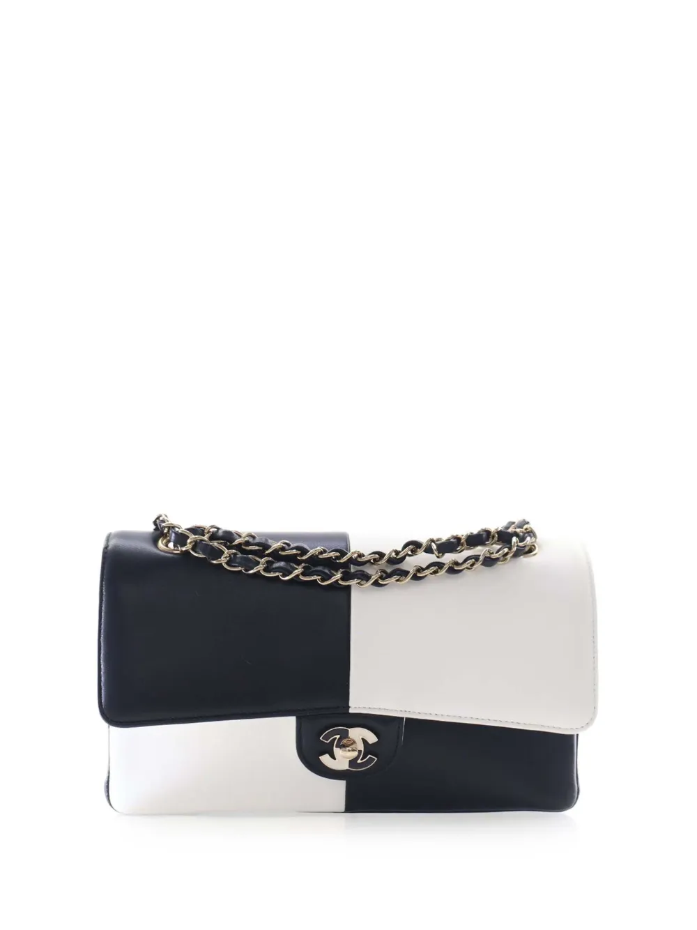 CHANEL Pre-Owned 2021-2026 Medium Classic Bicolor Lambskin Geometric Colorblock Double Flap shoulder bag - Nero