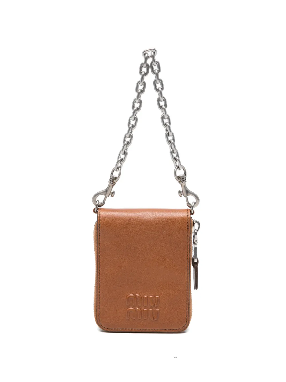 Miu Miu logo-embossed chain-strap wallet - Marrone