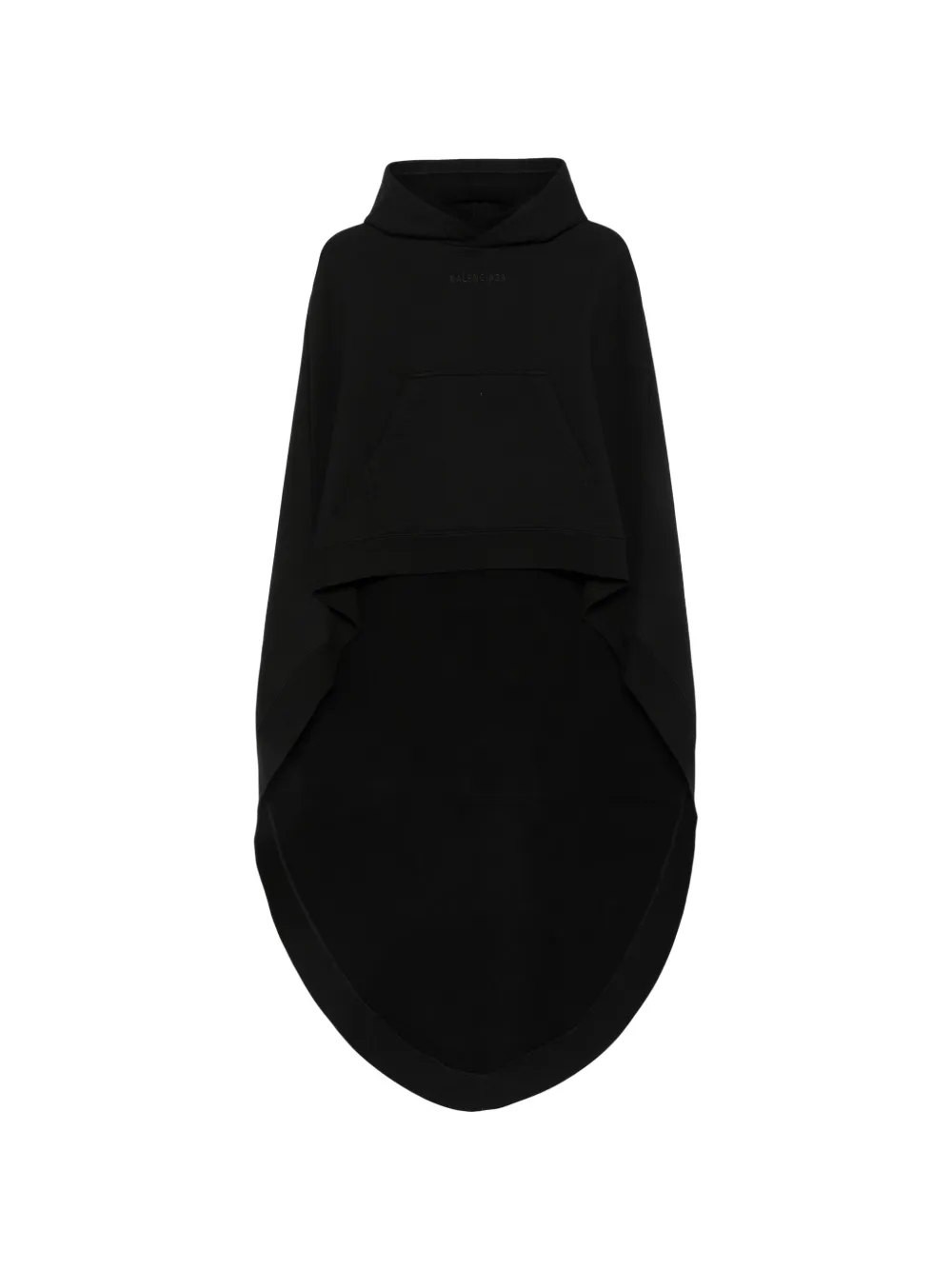 Balenciaga asymmetric embroidered-logo hoodie - Black