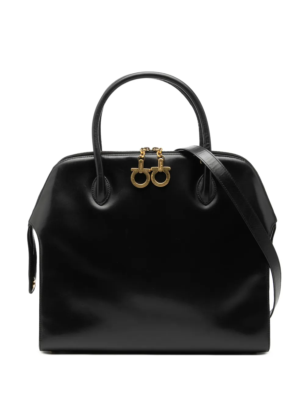 Ferragamo Pre-Owned 1990-2010 Medium Leather Gancini Dome satchel - Black
