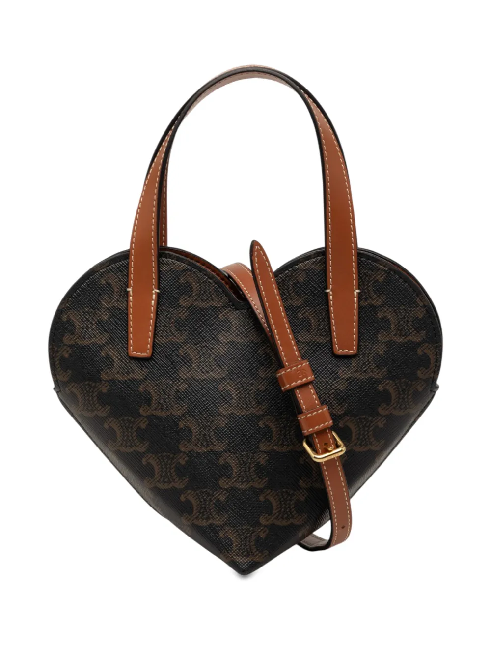 Celine Pre-Owned 2025 Teen Triomphe Coated Canvas Coeur satchel - Brown