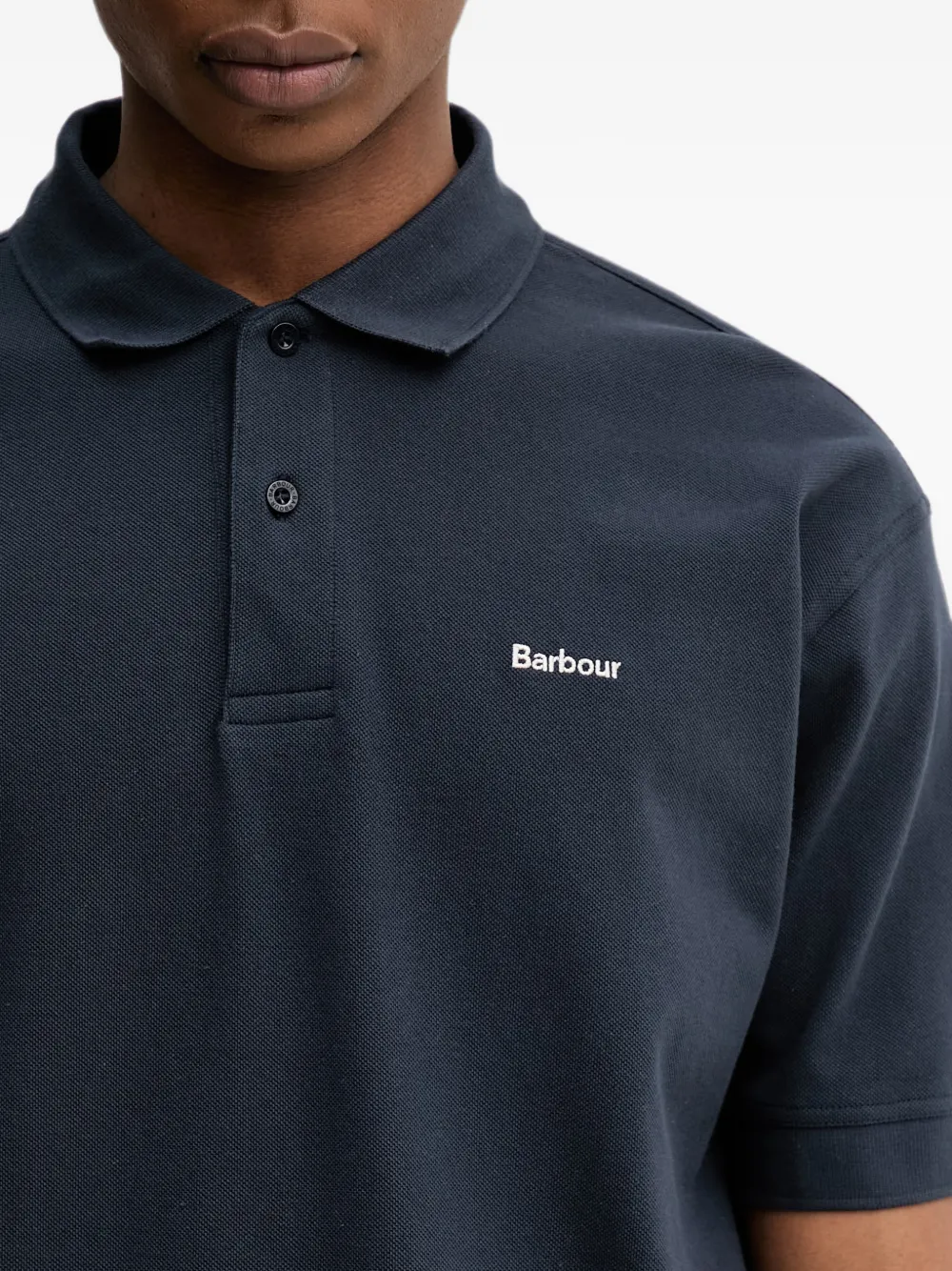 Barbour Hexham poloshirt met geborduurd logo Blauw