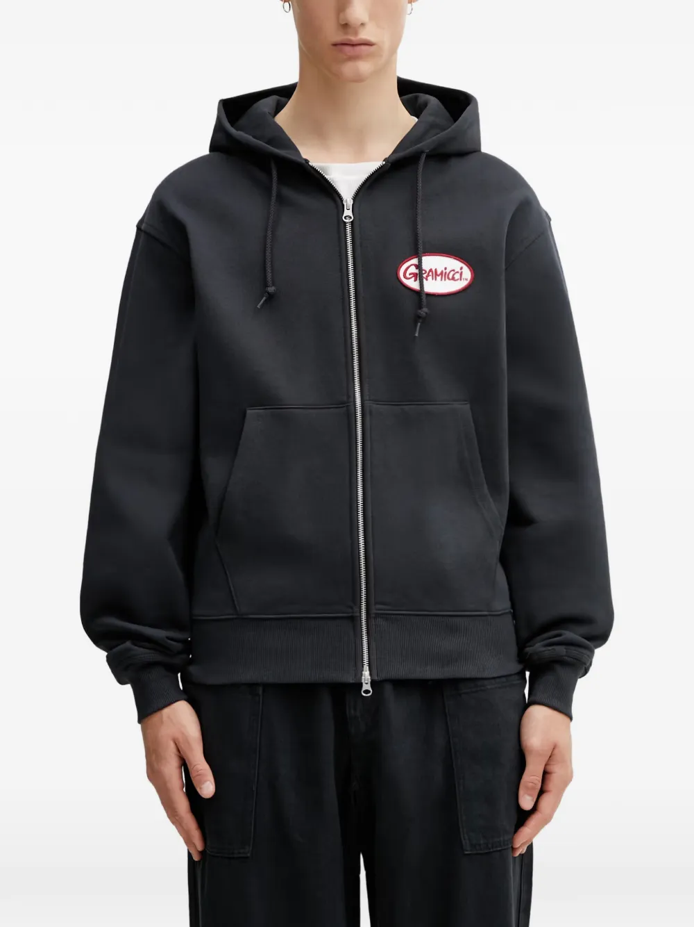 Gramicci logo-patch zip-up hoodie - Nero