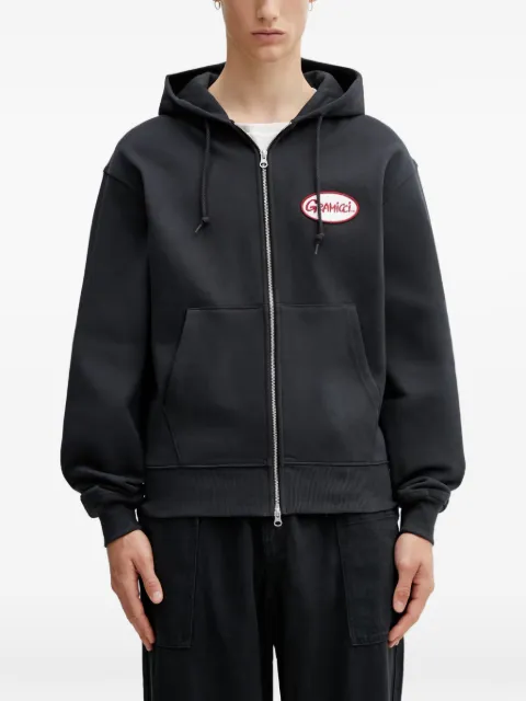 Gramicci logo-patch zip-up hoodie