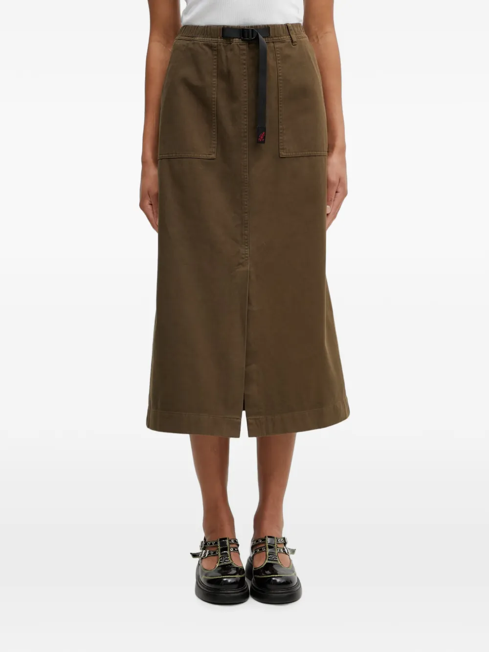 Gramicci belted A-line midi skirt - Marrone