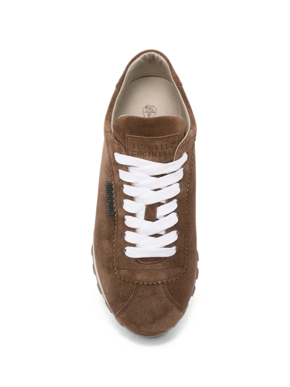 Brunello Cucinelli Monili-embellished suede sneakers Bruin