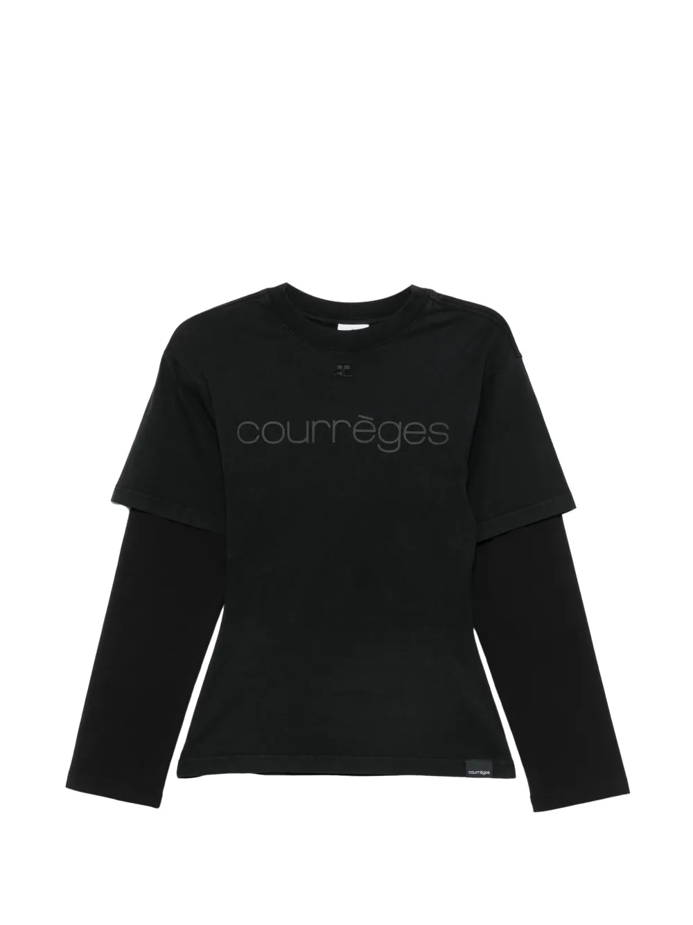 Courrèges logo-embroidered layered T-shirt - Grigio