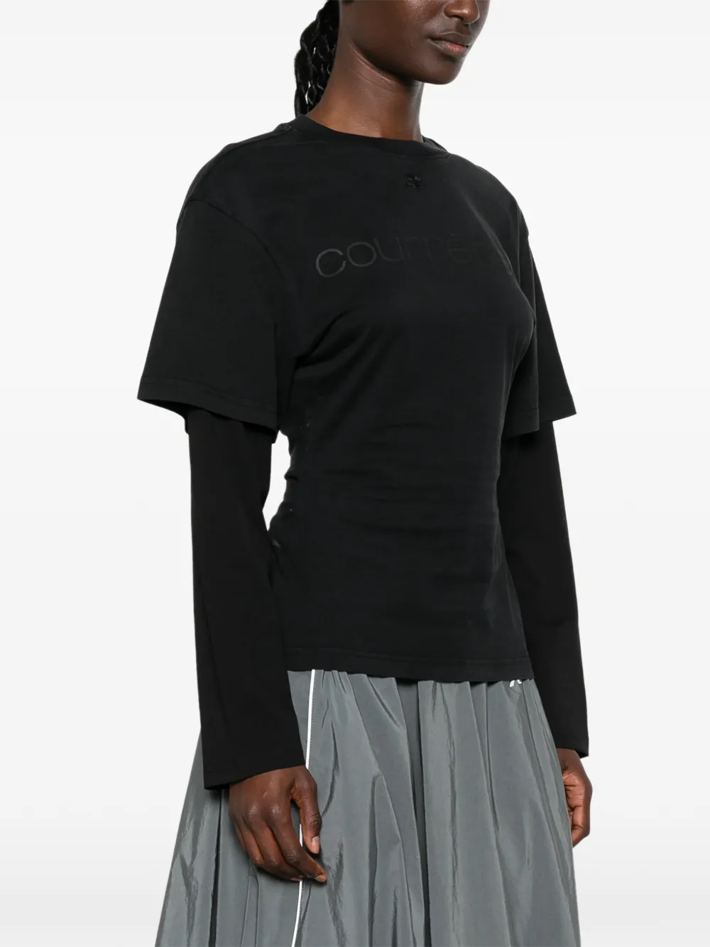 Courrèges Gelaagd T-shirt met geborduurd logo Grijs