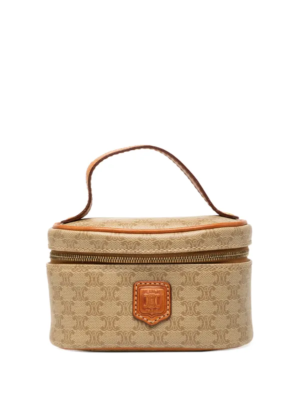 バッグ CELINE Macadam Vanity Pouch Bag tagged Celine Pre-Owned 1996 Mini Macadam Coated Canvas Vanity Bag