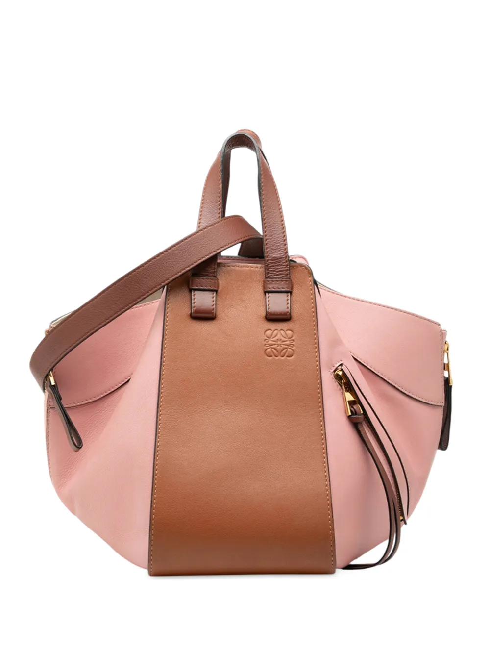 Loewe Pre-Owned 2019 Small Tricolor Leather Hammock satchel - Marrone