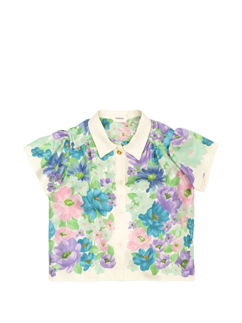 Versace Kids Seidenhemd mit The Meadow-Print - Weiß