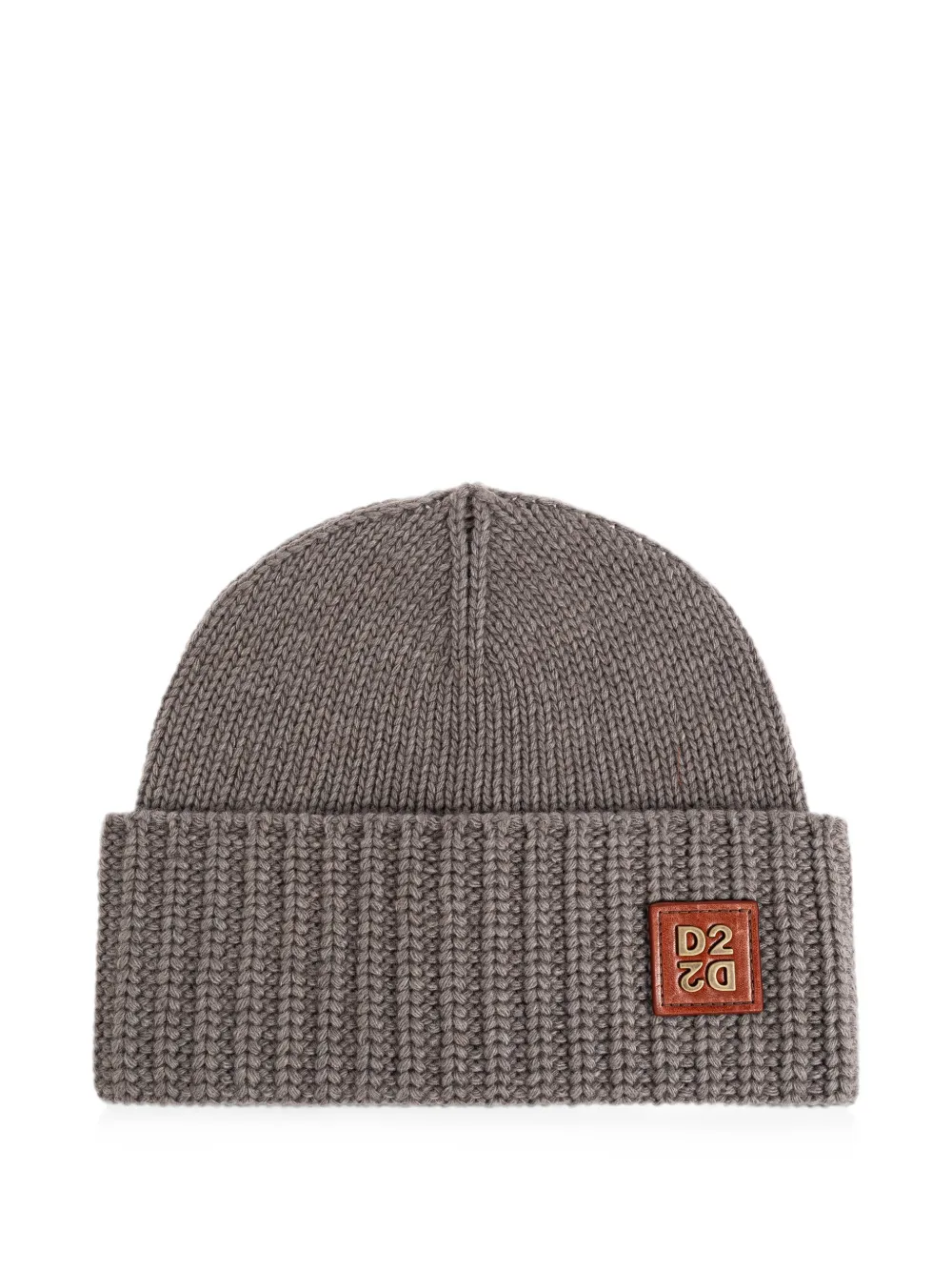 DSQUARED2 logo-patch ribbed-knit beanie hat - Grigio