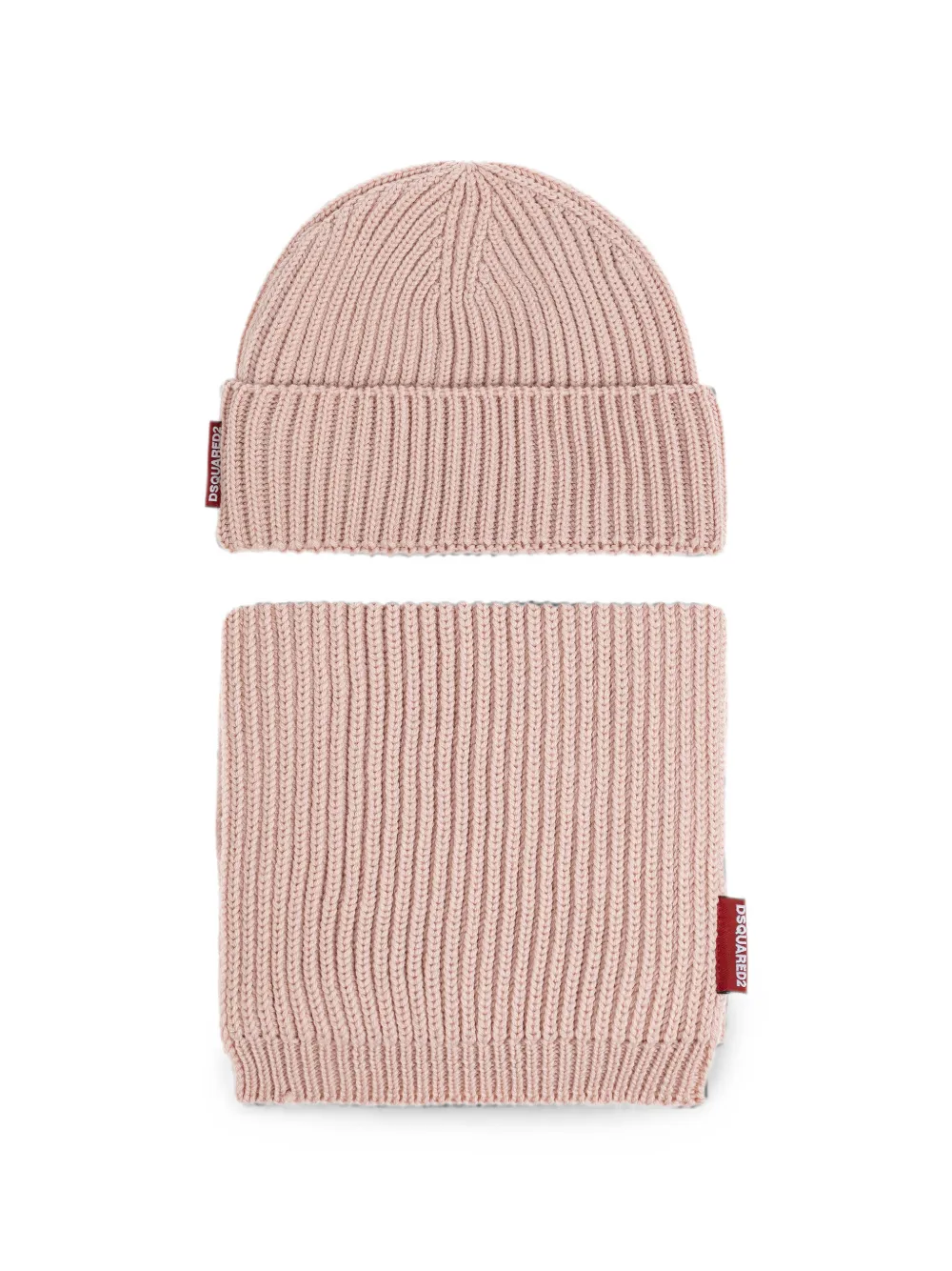 DSQUARED2 ribbed-knit beanie hat and scarf set - Rosa