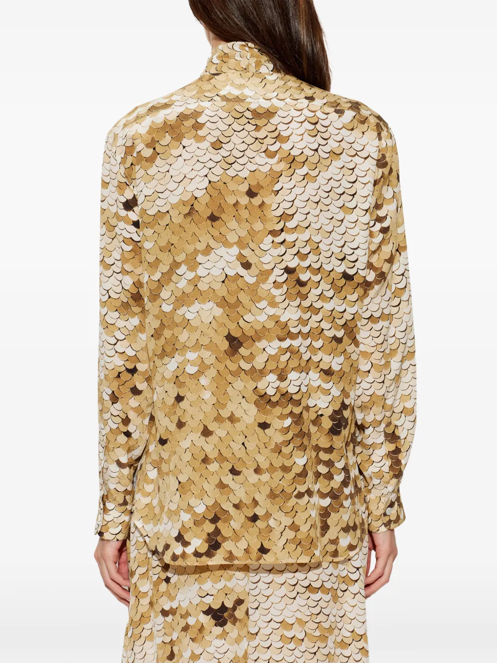 Moschino Blouse met gewelfde print en strikdetail Goud
