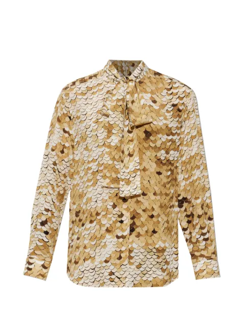Moschino scallop-print bow-detail shirt