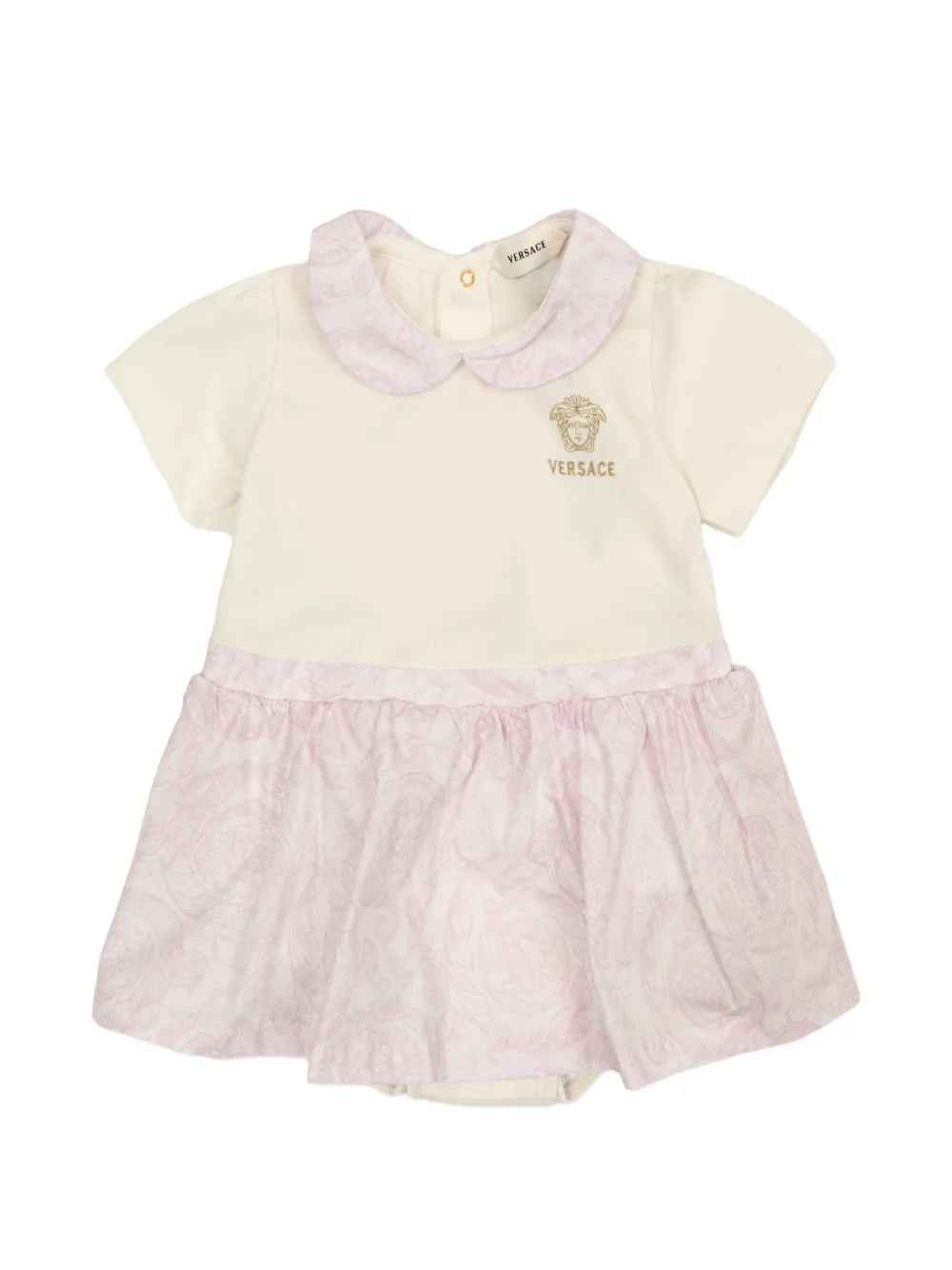 Versace Kids Barocco-print Peter Pan-collar dress - Toni neutri