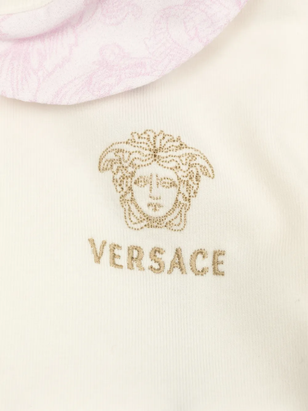 Versace Kids Jurk met Peter Pan-kraag en Barocco-print Beige