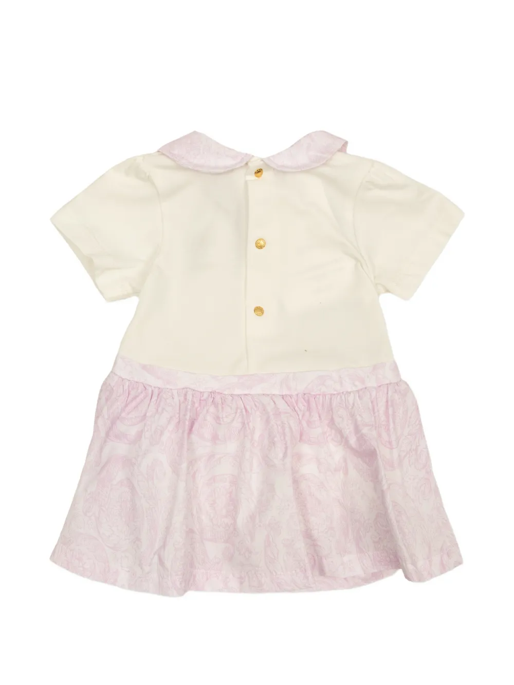 Versace Kids Jurk met Peter Pan-kraag en Barocco-print Beige