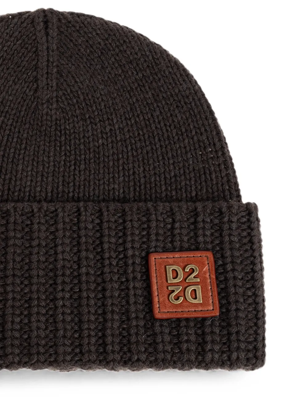 DSQUARED2 D2 ribgebreide muts met logo-patch Bruin