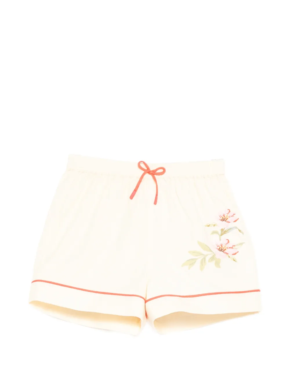 ZIMMERMANN Kids floral-embroidered drawstring shorts - Toni neutri