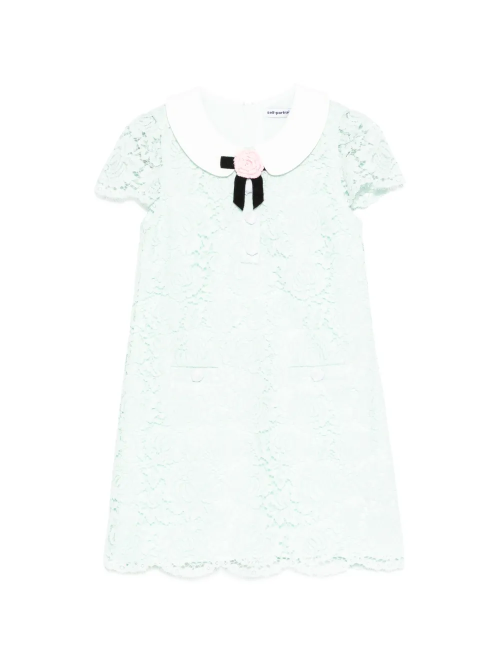 Self-Portrait Kids lace Peter Pan collar dress - Verde