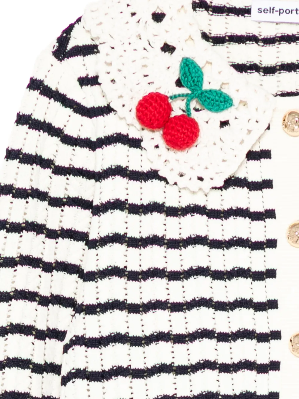 Self-Portrait Kids Gestreept vest met kersen-patch Wit