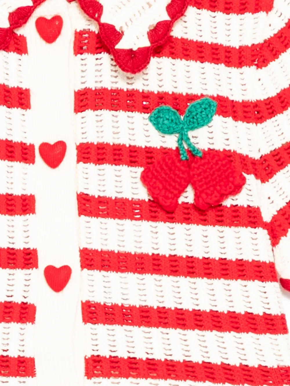 Self-Portrait Kids Gehaakt gestreept vest Wit