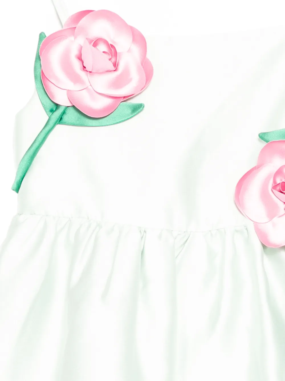 Self-Portrait Kids Satijnen jurk met bloemen-applicatie Groen