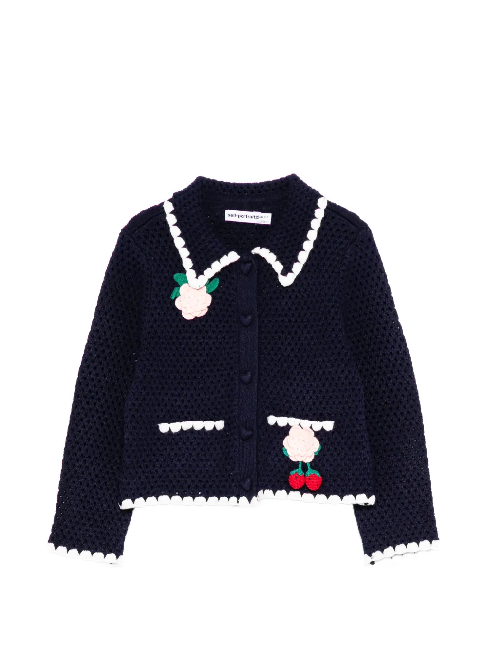 Self-Portrait Kids Cardigan all'uncinetto - Blu